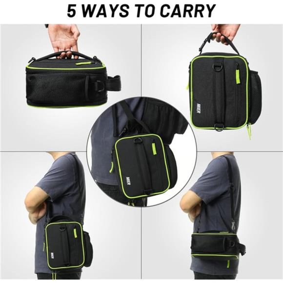 MIER Insulated Lunch Box for Men, Portable Lunchbox Bags (Black/Green) - Picture 4 of 6